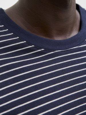 JJEDOVER STRIPED TEE SS CREW NECK S N 175876 Navy Bla
